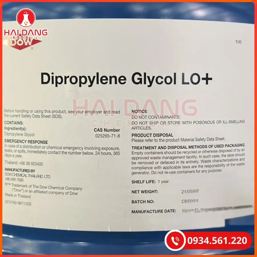 Dipropylene Glycol (DPG) Thái Lan 215kg/Phuy Dung Môi Công Nghiệp | Giá Tốt Quảng Ninh