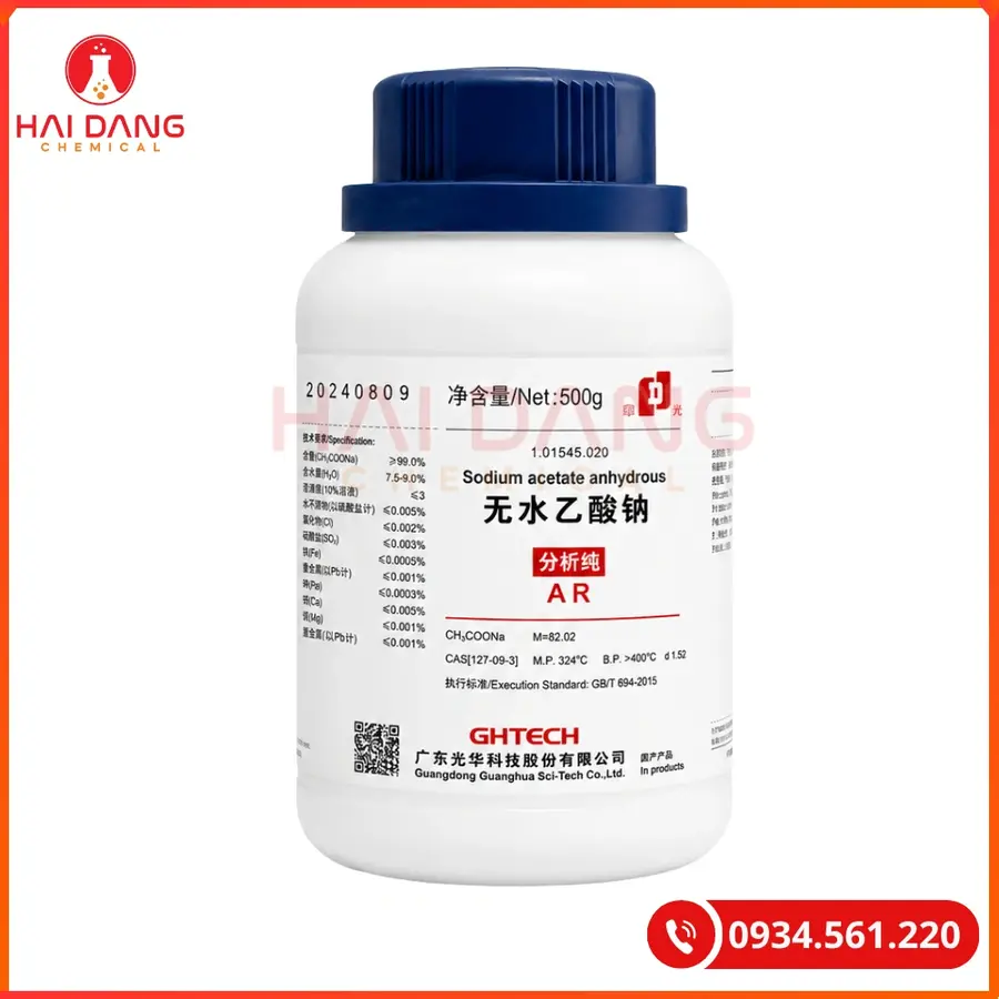 Sodium Acetate Anhydrous Ghtech 500g Hóa Chất Thí Nghiệm | Giá Tốt Quảng Ninh