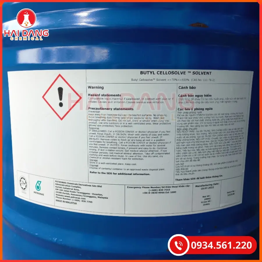 Butyl Cellosolve Solvent (BCS) Malaysia 180kg/Phuy Dung Môi Công Nghiệp | Giá Tốt Quảng Ninh