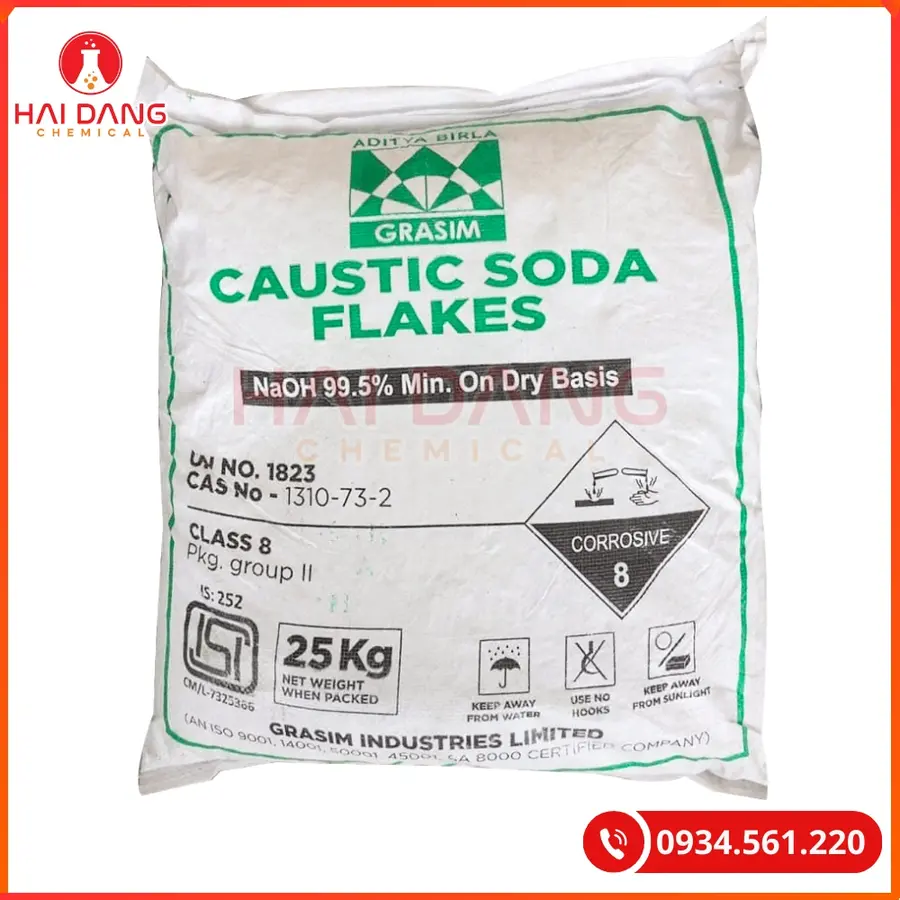 Xút Vảy Sodium Hydroxide NaOH 99% Ấn Độ 25kg Bao | Giá Tốt Quảng Ninh