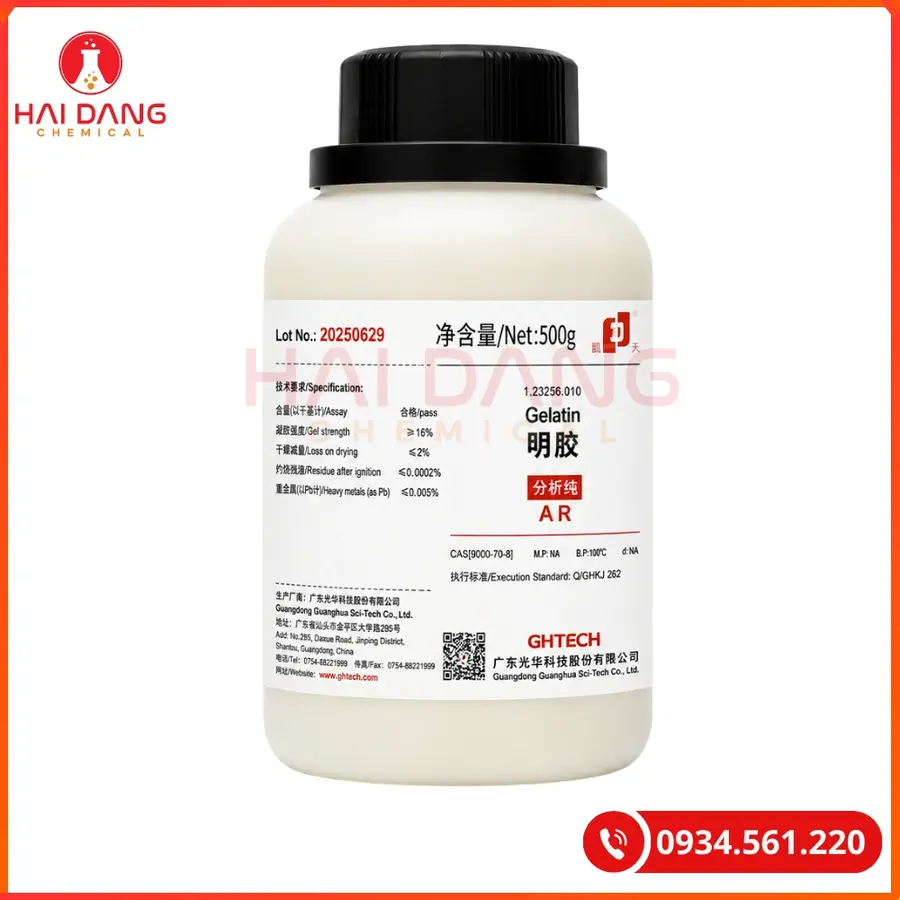 Gelatin Ghtech 500g Hóa Chất Thí Nghiệm | Giá Tốt Quảng Ninh