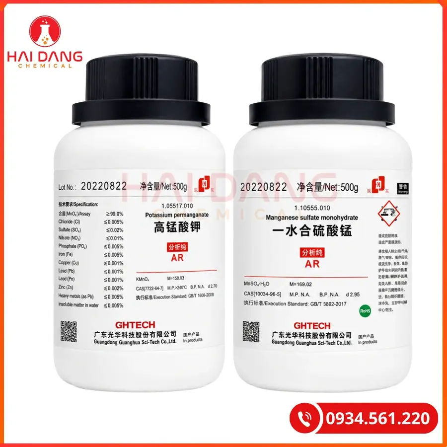 Manganese Sulfate Monohydrate Ghtech 500g Hóa Chất Thí Nghiệm | Giá Tốt Quảng Ninh