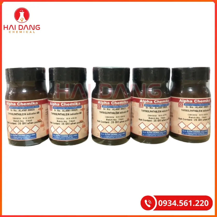 Thymolphthalein Indicator AR Alpha Chemika 25g Hóa Chất Chỉ Thị pH Thí Nghiệm | Giá Tốt Quảng Ninh