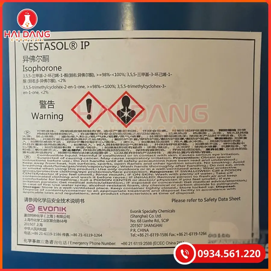 Isophorone (IPHO) Đài Loan 190kg/Phuy Dung Môi Công Nghiệp | Giá Tốt Quảng Ninh
