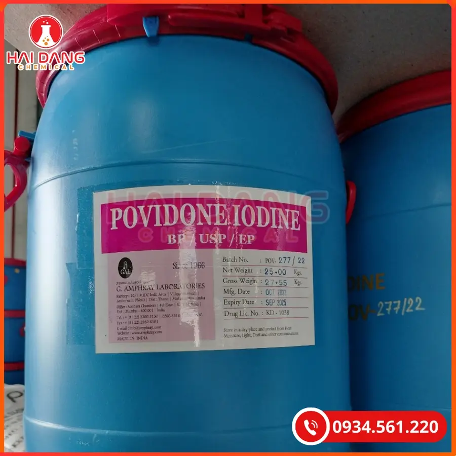 PVP Iodine Ấn Độ Thùng 25kg Sát Khuẩn Thủy Sản | Giá Tốt Tại Kho Quảng Ninh