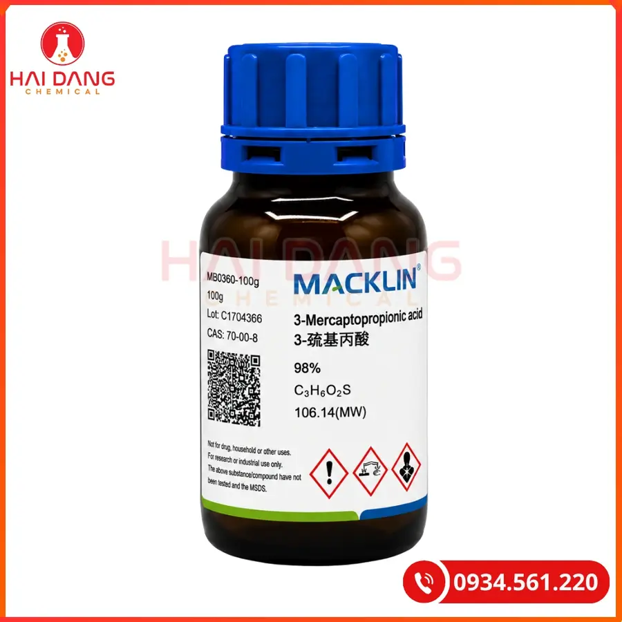 3-Mercaptopropionic Acid Macklin 100g Hóa Chất Thí Nghiệm | Giá Tốt Quảng Ninh