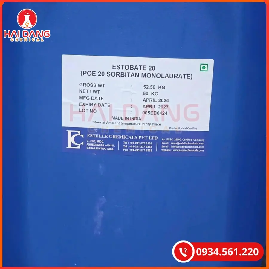Polysorbate 20 (Tween 20) Ấn Độ Nguyên Liệu Tẩy Rửa | Giá Tốt Tại Kho Quảng Ninh