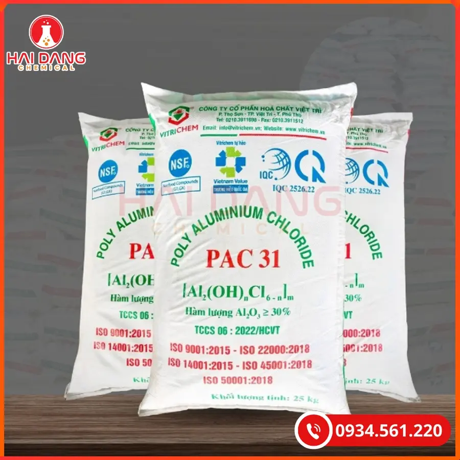 PAC 31% Việt Trì Bao 25Kg Hóa Chất Xử Lý Nước | Giá Tốt Quảng Ninh