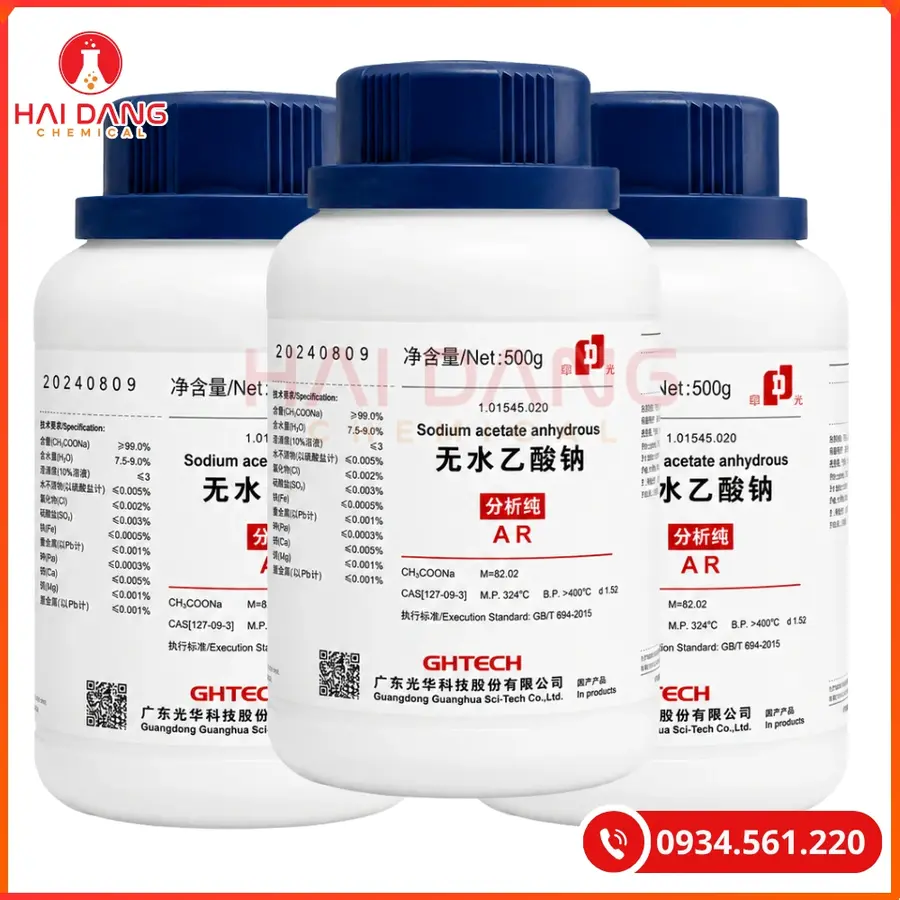 Sodium Acetate Anhydrous Ghtech 500g Hóa Chất Thí Nghiệm | Giá Tốt Quảng Ninh