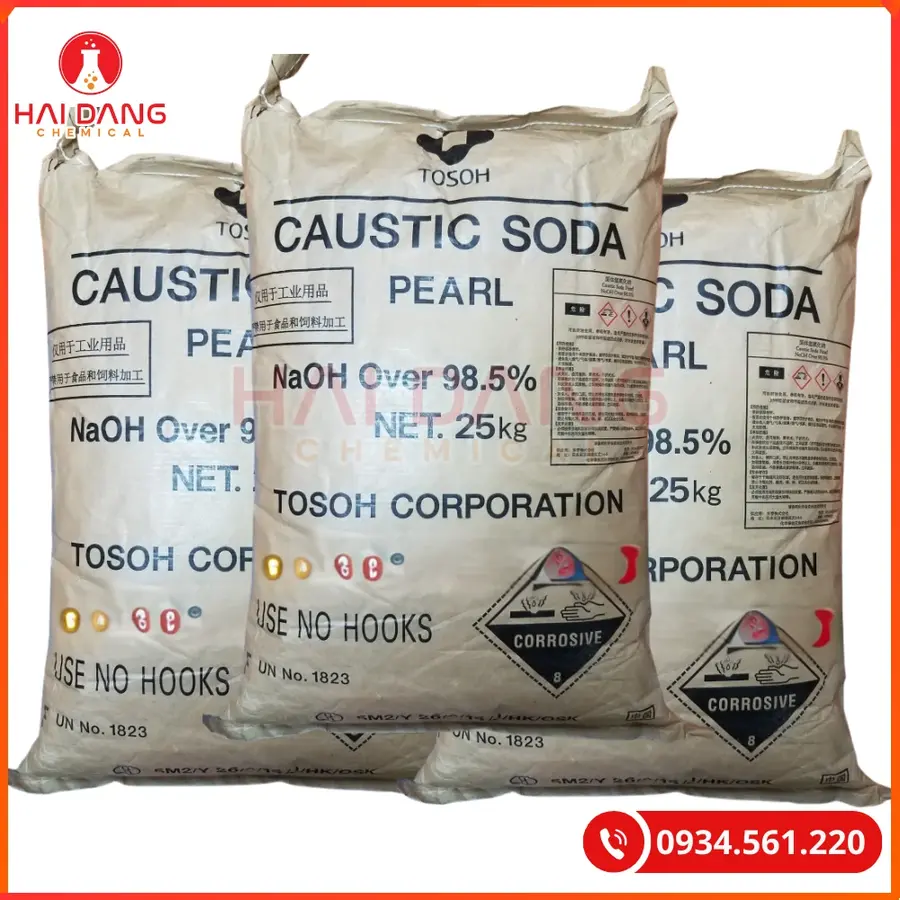 Xút Vảy Sodium Hydroxide NaOH 99% Nhật Bản 25kg Bao | Giá Tốt Quảng Ninh