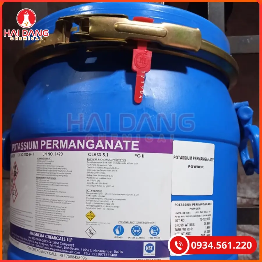 Thuốc Tím KMnO4 Ấn Độ Thùng 25kg Xử Lý Nước | Giá Tốt Tại Kho Quảng Ninh