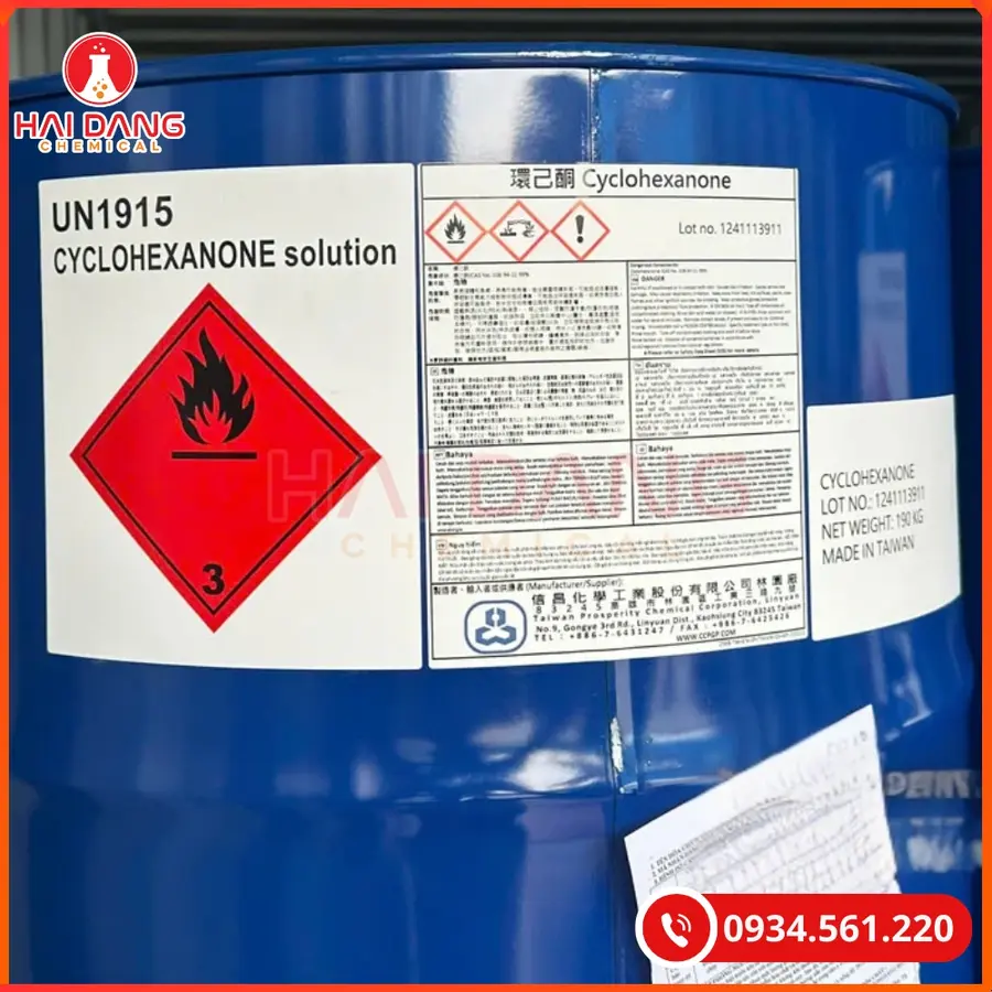 Cyclohexanone (CYC) Taiwan 190kg/Phuy Dung Môi Công Nghiệp | Giá Tốt Quảng Ninh
