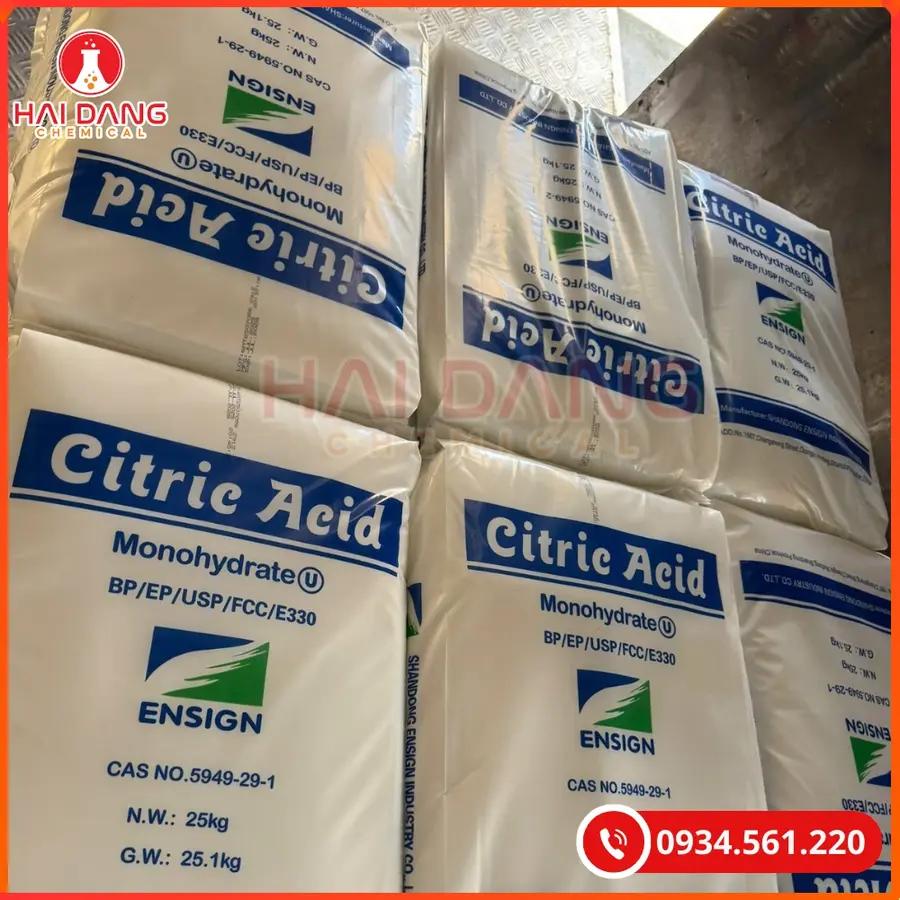 Acid Citric C6H8O7 Trung Quốc 25Kg Bao Cho Hóa Chất Tẩy Rửa | Giá Tốt Quảng Ninh