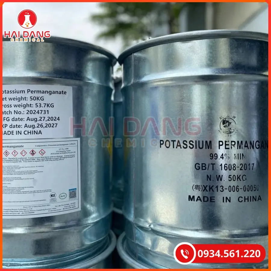 Thuốc Tím KMnO4 Trung Quốc Thùng 50kg Xử Lý Nước | Giá Tốt Tại Kho Quảng Ninh