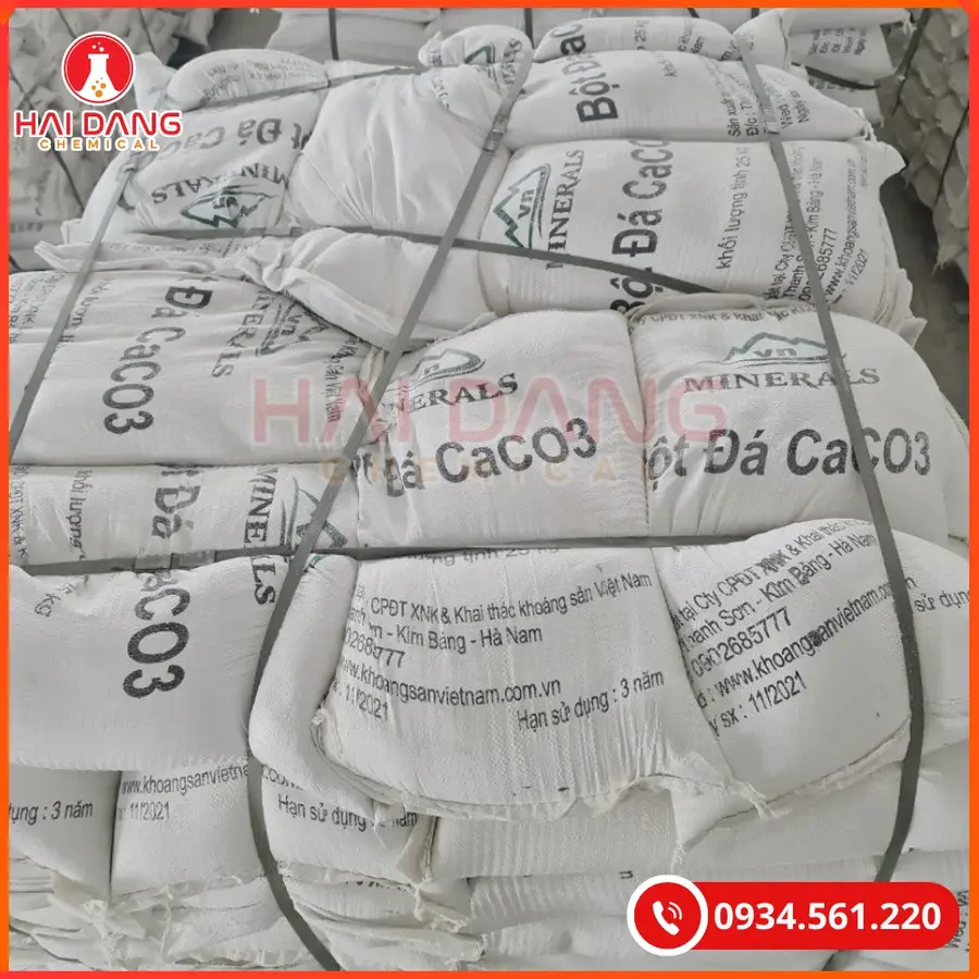 Vôi CaCO3 Việt Nam Bao 25kg Xử Lý Ao Nuôi | Giá Tốt Tại Kho Quảng Ninh