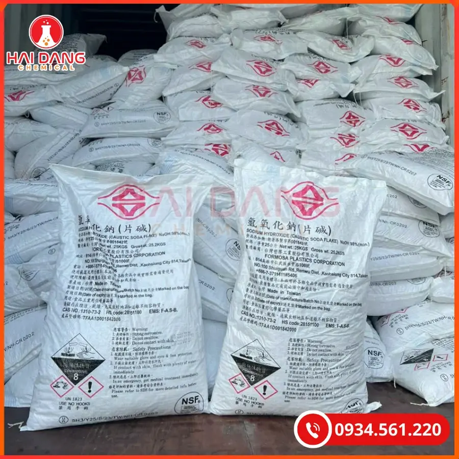Xút Vảy Sodium Hydroxide NaOH 99% Đài Loan 25kg Bao | Giá Tốt Quảng Ninh