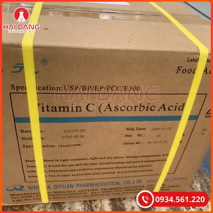 Ascorbic Acid Vitamin C Trung Quốc Thùng 25kg Tăng Đề Kháng Thủy Sản | Giá Tốt Tại Kho Quảng Ninh