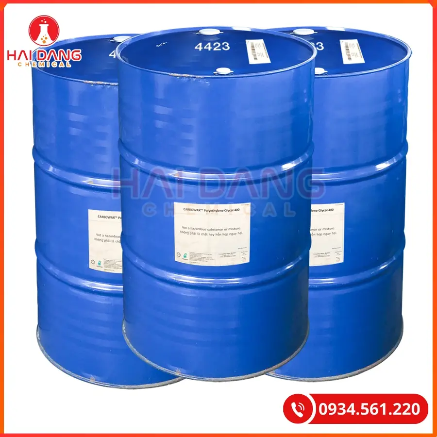 Poly Ethylene Glycol PEG 400 Malaysia 230kg/Phuy Dung Môi Công Nghiệp | Giá Tốt Quảng Ninh