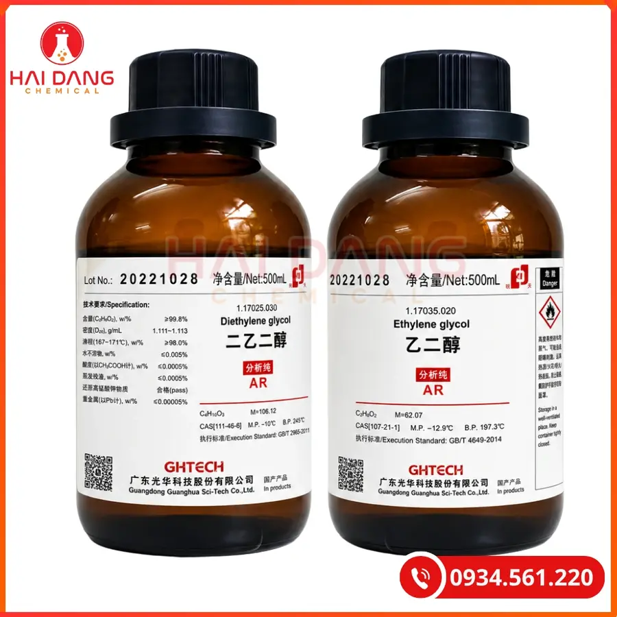 Ethylene Glycol Ghtech 500ml Hóa Chất Thí Nghiệm | Giá Tốt Quảng Ninh