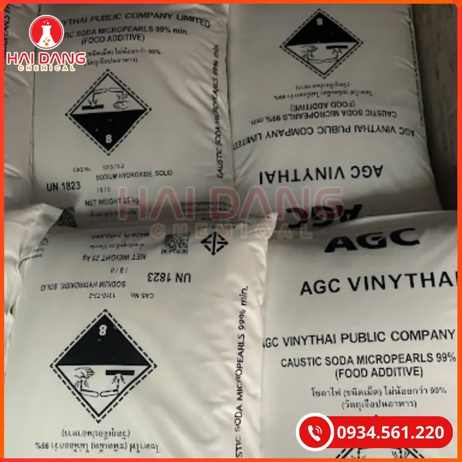 Xút Vảy Sodium Hydroxide NaOH 99% Thái Lan 25kg Bao | Giá Tốt Quảng Ninh