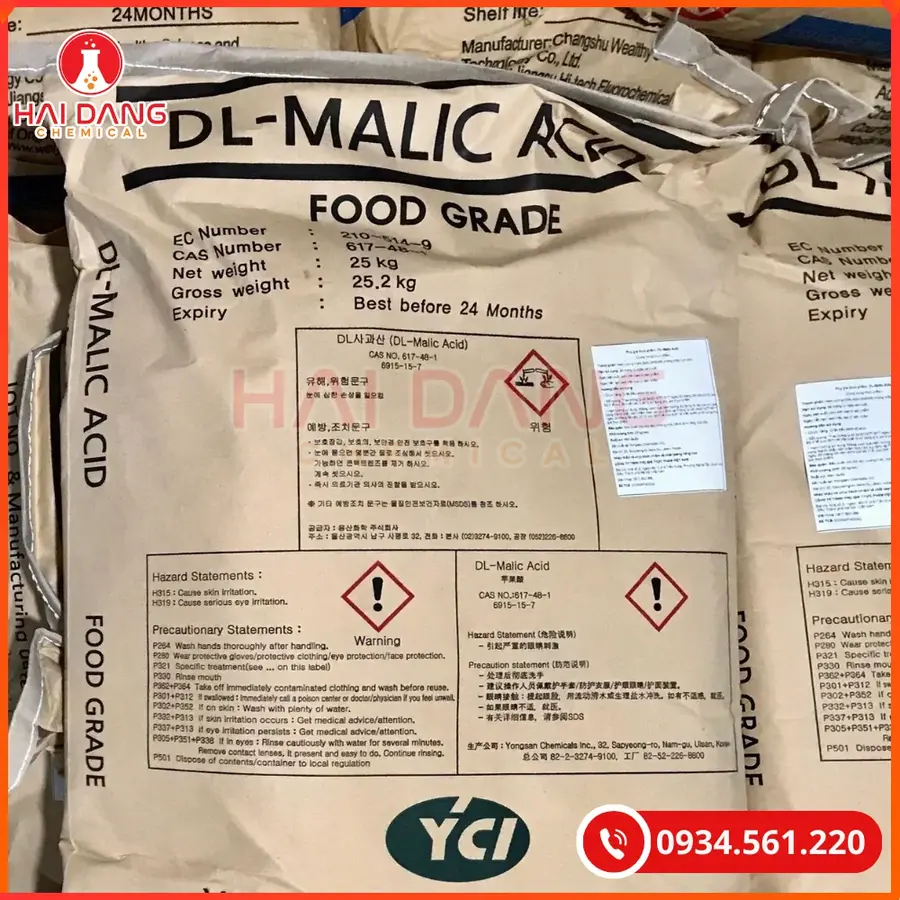 Acid Malic Hàn Quốc Thực Phẩm | Giá Tốt Tại Kho Quảng Ninh