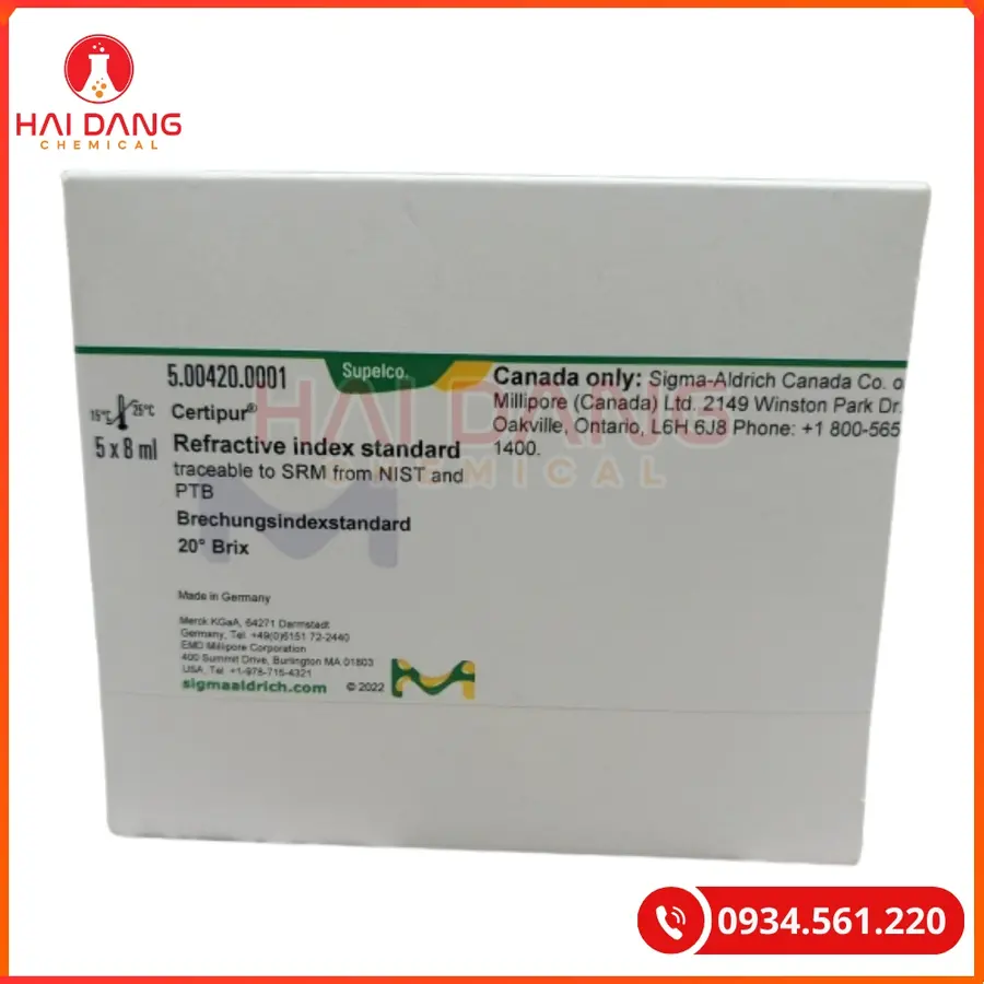 Refractive Index Standard Traceable to SRM from NIST and PTB 20° Brix Certipur® Merck 8ml Hóa Chất Thí Nghiệm | Giá Tốt Quảng Ninh