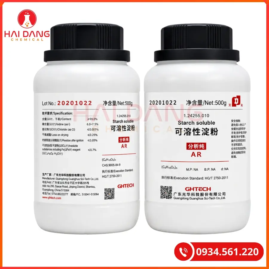 Starch Soluble Ghtech 500g Hóa Chất Thí Nghiệm | Giá Tốt Quảng Ninh