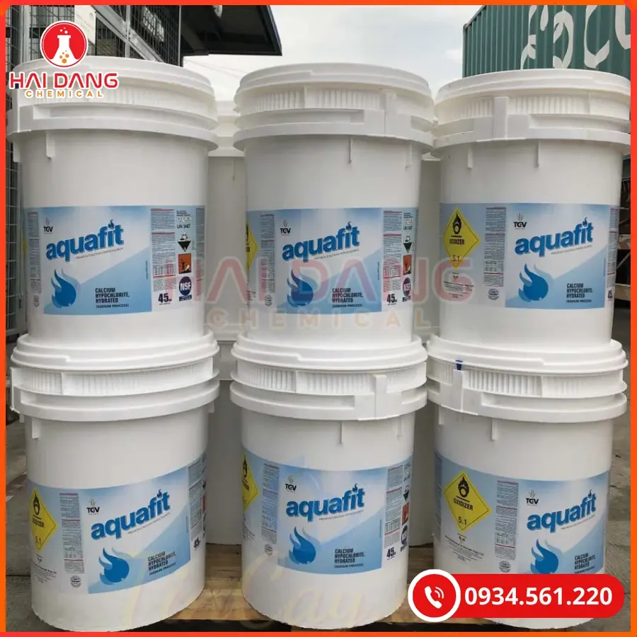 Chlorine Aquafit 70% Ca(OCl)₂ Ấn Độ Thùng 45kg Khử Trùng Nước Thủy Sản | Giá Tốt Tại Kho Quảng Ninh