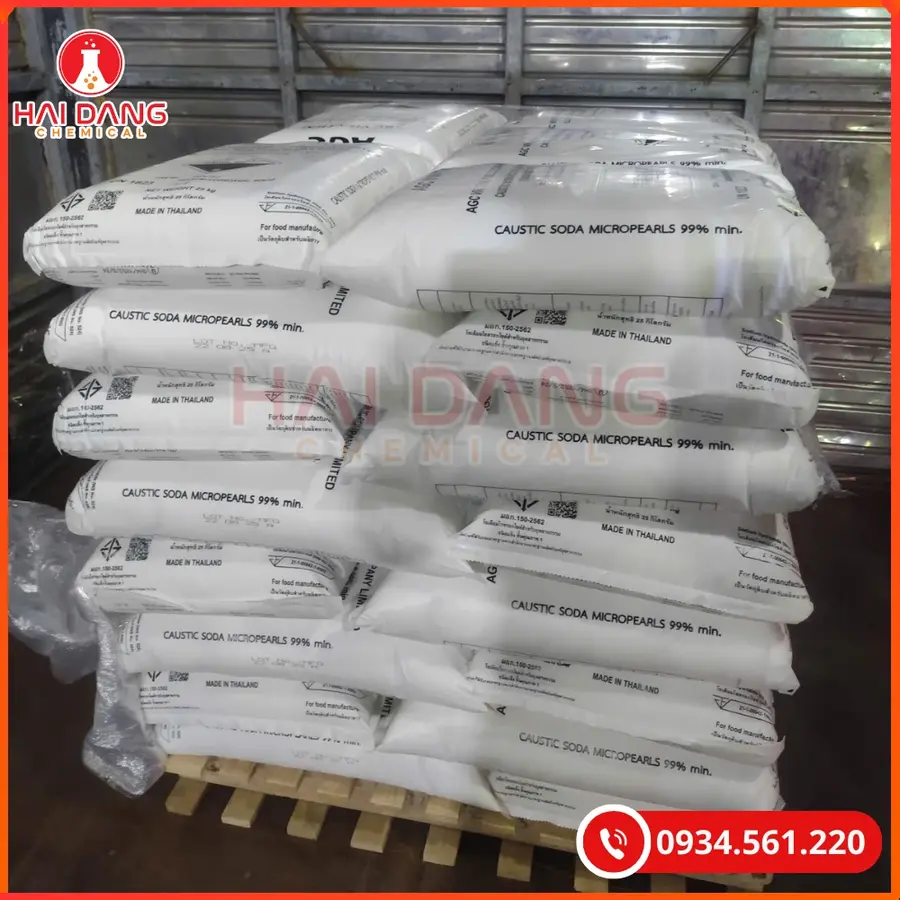 Xút Vảy Sodium Hydroxide NaOH 99% Thái Lan 25kg Bao | Giá Tốt Quảng Ninh