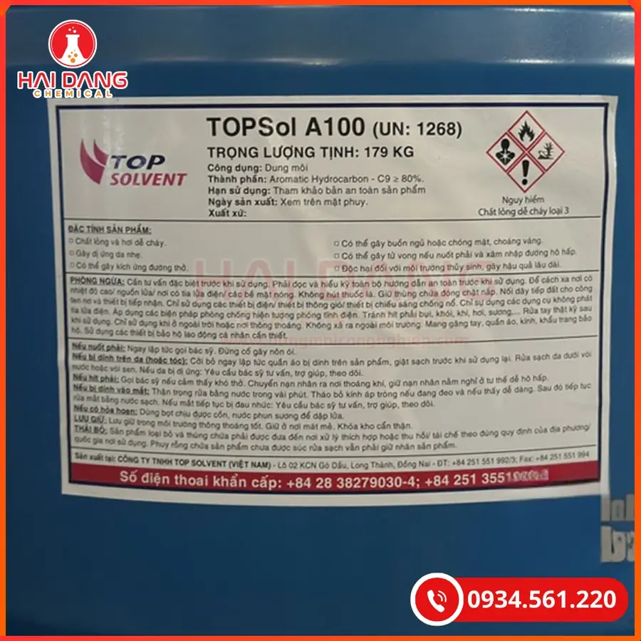 TopSolvent A100 Thái Lan 179kg/Phuy Dung Môi Công Nghiệp | Giá Tốt Quảng Ninh