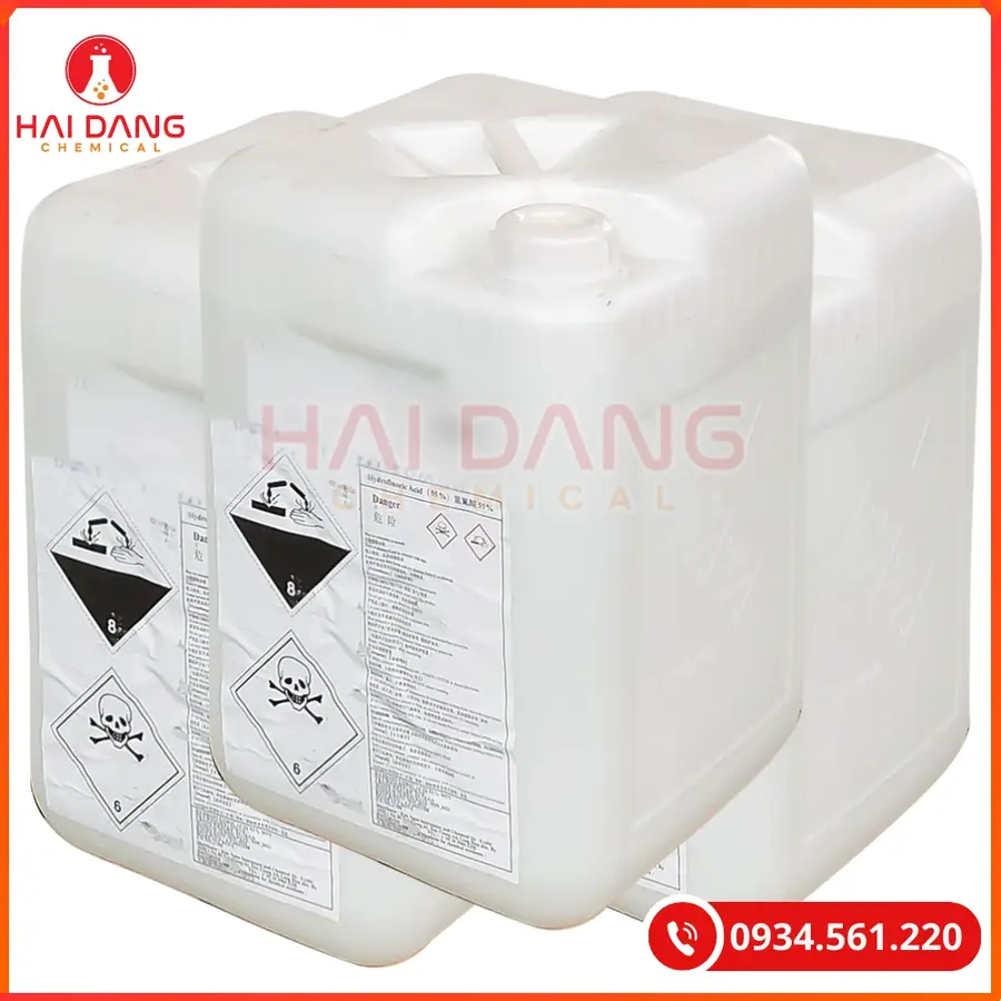 Acid Flouhydric Axit HF 55% Trung Quốc 25Kg Can Cho Công Nghiệp Hóa Chất | Giá Tốt Quảng Ninh