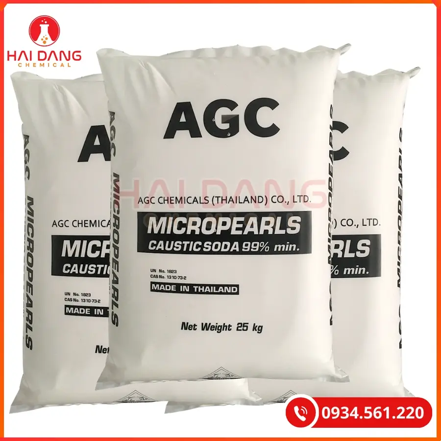 Xút Vảy Sodium Hydroxide NaOH 99% Thái Lan 25kg Bao | Giá Tốt Quảng Ninh